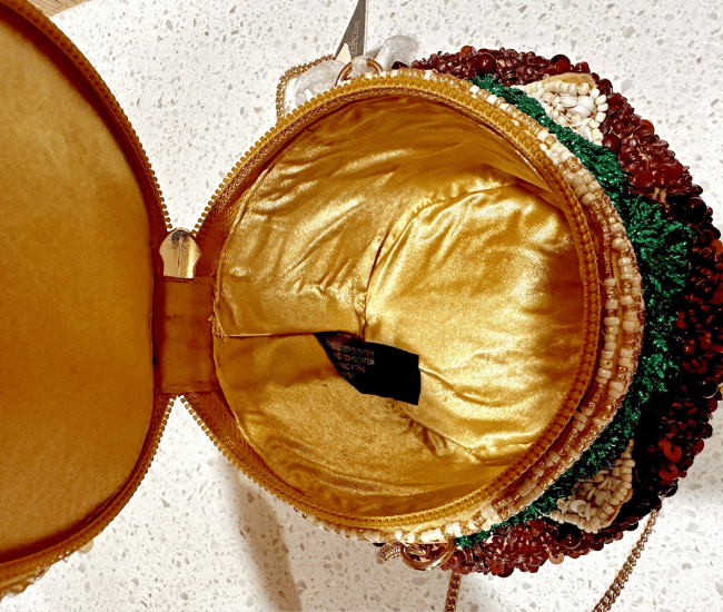 Viral Tik Tok Beaded Burger Bag Purse With Gold Chain