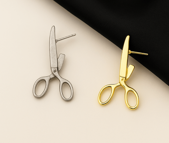 Weird Funky Scissors Stud Earrings