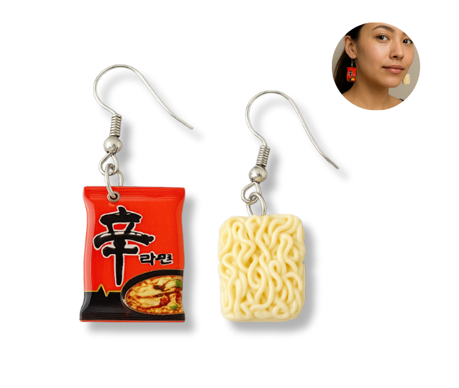Ramen Mini Instant Noodle Earrings 