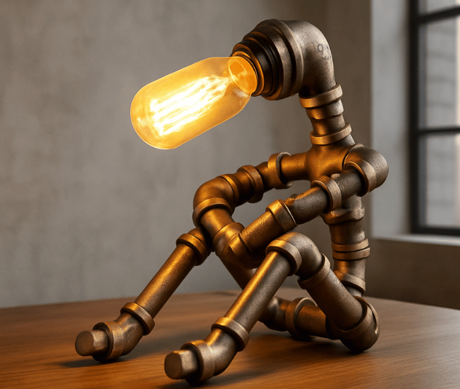 Steampunk Water-Pipe Robot Lamp