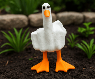 Funny Middle Finger Resin Duck Statue
