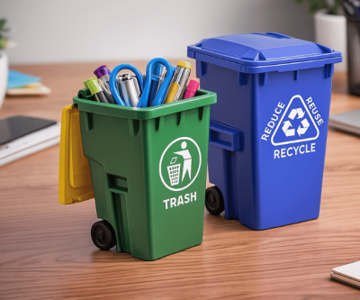 Mini Trash + Recycle Bin Desk Set
